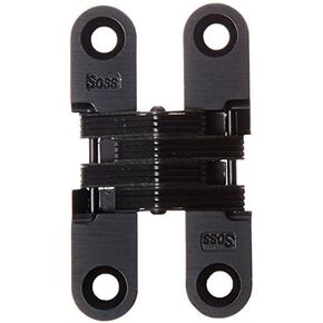 SOSS - 204CUS19 204 Zinc Invisible Hinge with Holes for Wood or Metal Applications, Mortise Mounting, Black E-Coat Exterior Finish (Pack of 2)