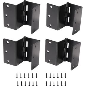 4-Pack Heavy Duty Expandable Door Hinges 3.5 inch Offset Hinges SPCC Black Matte Finish Thickned 1/4'' Radius Corner with 24 Screws, for Doors Interior Swing Out Hinge with Holes Handicap Door Hinge
