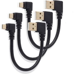 Right Angle Micro USB Cable Short USB to Micro USB Charging Cable 90 Degree USB Micro Charger Cord with Gold Plated Connectors for Samsung Galaxy S7 Edge S6 S5 Kindle Fire TV Stick More (3-Pack)