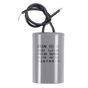 uxcell CBB60 Run Capacitor 6uF 450V AC 2 Wires 50/60Hz Cylinder 54x34mm for Air Compressor Water Pump Motor