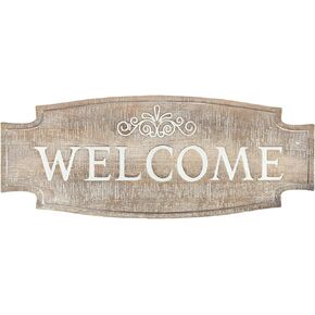 DeliDecor Large Welcome Sign Rustic Carved Wood Plaque Porch Decor, Vintage Farmhouse Front Door Decor Wall Hanging Signs Decoration Wall Art Housewarming Gifts, 23.6 x 9.5 inch