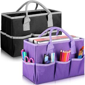 Tellingyou 2 Pcs Art Craft Tote Bag Teacher Craft Organizers and Storage Bag Desktop Craft Tote Art Supply Bag 600d Oxford Organizer Caddy with Multiple Pockets and Hadles for School Office Travel