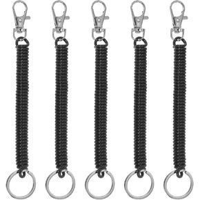 PATIKIL Retractable Coil Springs Keychain, Anti-lost Key Chain Holder Lanyard Cord with Metal Lobster Clasp Keyring