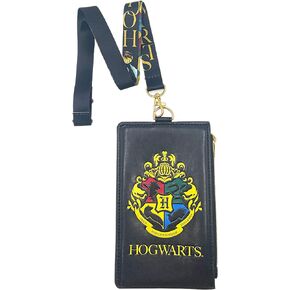 Harry Potter Hogwarts Lanyard with Passport Holder, Clear ID Card Slot, Coin Zipper Pouch and Detachable Neck Strap, Summer Vacation 2022 Travel Accessories, 7 inches