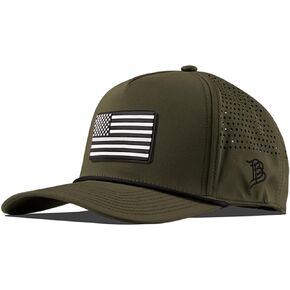 Branded Bills Vintage Old Glory PVC Curved 5 Panel Rope Hat, Fits 7-7 7/8, Adjustable Snapback | Lightweight, Comfort Stretch