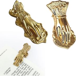 Hand Shaped Book Clip, Vintage Lady's Paper Clip Gold Metal Paper Clip Document Handbook Storage Clip Seal Clamp Traveler Notebook Accessories for Coffee Tea Food Bags Office School Home