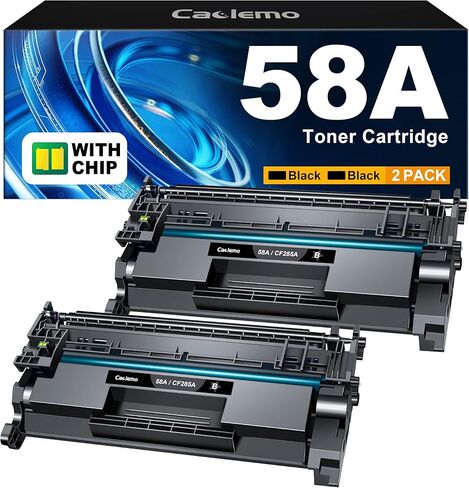 خرطوشة حبر بديلة 58A لخرطوشة حبر HP 58A 58X سوداء CF258A CF258X تعمل مع خراطيش حبر HP Laser Jet Pro MFP M428fdw، M404n M404dn، عبوتين من حبر أسود 58A CF258A (مع رقاقة) in Kuwait