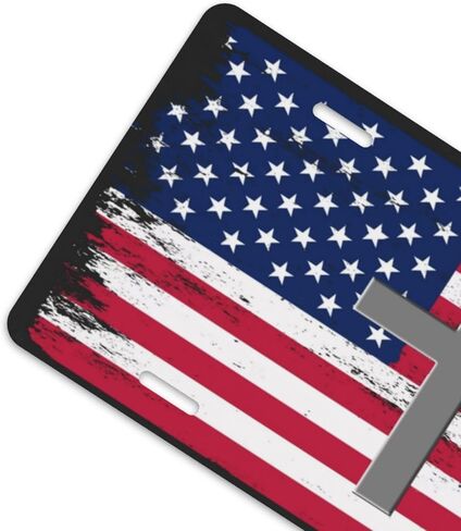 American Flag Jesus Cross Front License Plate USA Flag Christian Personalise License Plate Cover Aluminium Metal Car Plates Novelty Vanity Tag Decorative for Standard Us Canada 12x6 Inch in Saudi Arabia