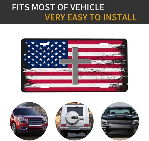American Flag Jesus Cross Front License Plate USA Flag Christian Personalise License Plate Cover Aluminium Metal Car Plates Novelty Vanity Tag Decorative for Standard Us Canada 12x6 Inch in Saudi Arabia