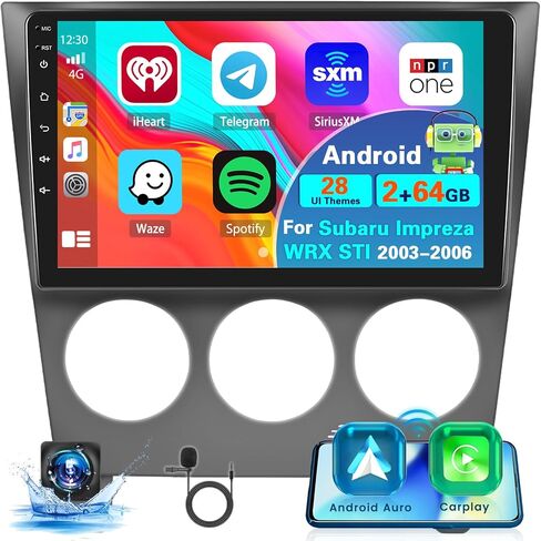 Roinvou 2+64G Android 9" Touch Screen for Subaru Impreza WRX STI 2003-2006 with Wireless CarPlay Android Auto WiFi Bluetooth GPS Navigation FM RDS Radio Backup Camera in Saudi Arabia