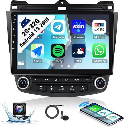 SIXWIN Android Car Radio Stereo for Honda Accord 7th 2003-2007 with Wireless Apple Carplay Android Auto Mirror Link Bluetooth 10.1 inch Touchscreen with GPS Navigation WiFi EQ FM Backup Camera MIC in Saudi Arabia