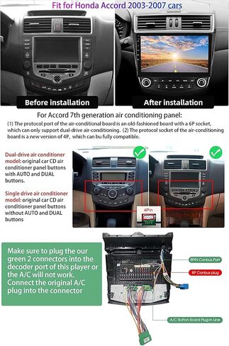 SIXWIN Android Car Radio Stereo for Honda Accord 7th 2003-2007 with Wireless Apple Carplay Android Auto Mirror Link Bluetooth 10.1 inch Touchscreen with GPS Navigation WiFi EQ FM Backup Camera MIC in Saudi Arabia