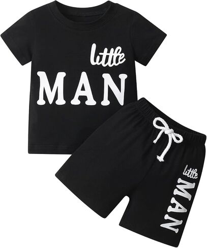 Baby Boy Clothes Summer Short Sleeve Letter T-Shirt Tops Shorts Infant 2PCS Outfits Set in Saudi Arabia