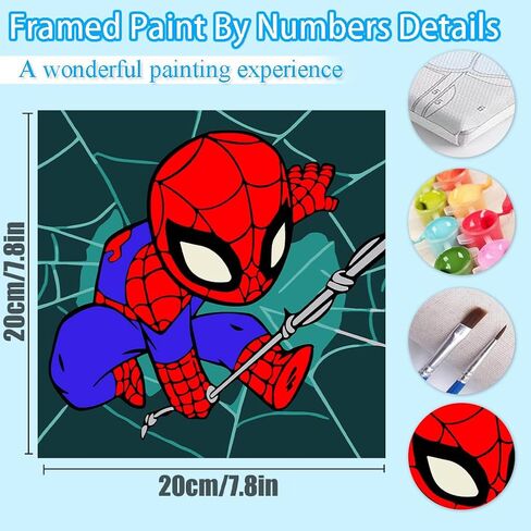 UMOART Framed Paint by Numbers for Kids - 4Packs Cartoon Paint by Numbers for Kids Adults, Paint by Number Kits on Canvas, DIY Oil Painting Acrylic Kits for Home Decor 8x8in in Kuwait
