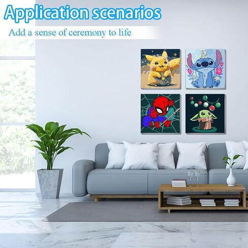 UMOART Framed Paint by Numbers for Kids - 4Packs Cartoon Paint by Numbers for Kids Adults, Paint by Number Kits on Canvas, DIY Oil Painting Acrylic Kits for Home Decor 8x8in in Kuwait