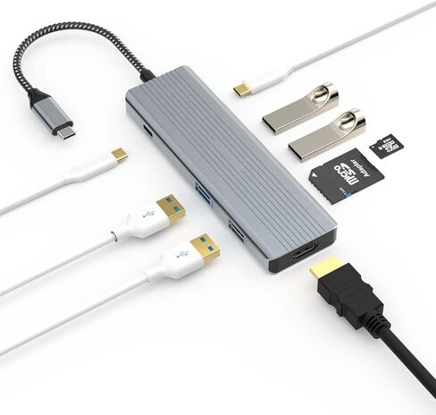 Docking Station USB C Hub Multiport Adapter with 4K HDMI, 2*USB 3.0, 2*USB 2.0, Type C, Micro SD Card Reader, TF Card Slot, Audio Port, Power Delivery for/iMac and Windows System in Saudi Arabia