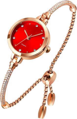 Women Analog Quartz Watch Bling Rose Gold Watches with Glitter Diamonds Bracelet Waterproof Quartz Wristwatch for Female Girls Student in Saudi Arabia
