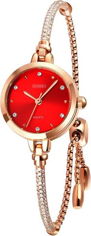 Women Analog Quartz Watch Bling Rose Gold Watches with Glitter Diamonds Bracelet Waterproof Quartz Wristwatch for Female Girls Student in Saudi Arabia