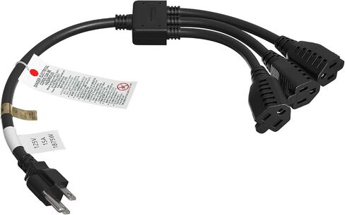 كابل سلك تمديد الطاقة ذو 3 منافذ 5-15P إلى 5-15R x 3، 14 AWG (حزمة واحدة، 1.5 قدم) in Saudi Arabia