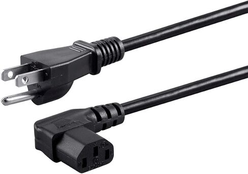 سلك طاقة مونوبرايس - NEMA 5-15P إلى الزاوية اليسرى IEC 60320 C13، 18AWG، 10A/1250W، 125V، SVT، 6 قدم، أسود in Saudi Arabia