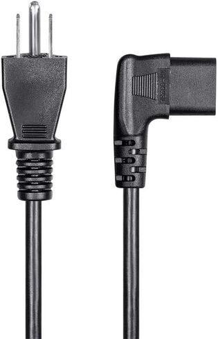 سلك طاقة مونوبرايس - NEMA 5-15P إلى الزاوية اليسرى IEC 60320 C13، 18AWG، 10A/1250W، 125V، SVT، 6 قدم، أسود in Saudi Arabia
