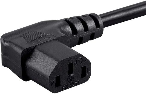 سلك طاقة مونوبرايس - NEMA 5-15P إلى الزاوية اليسرى IEC 60320 C13، 18AWG، 10A/1250W، 125V، SVT، 6 قدم، أسود in Saudi Arabia