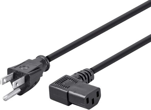 سلك طاقة مونوبرايس - NEMA 5-15P إلى الزاوية اليسرى IEC 60320 C13، 18AWG، 10A/1250W، 125V، SVT، 6 قدم، أسود in Saudi Arabia