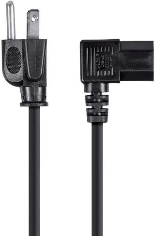 سلك طاقة مونوبرايس - NEMA 5-15P إلى الزاوية اليسرى IEC 60320 C13، 18AWG، 10A/1250W، 125V، SVT، 6 قدم، أسود in Saudi Arabia