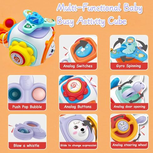 Montessori Sensory Toys for Toddlers 2-3 Travel Activities Busy Board Cube - Baby Gifts for 18+ Months Infant Boys Girls Airplane Plane Car Travel Toys Educational Learning in Saudi Arabia