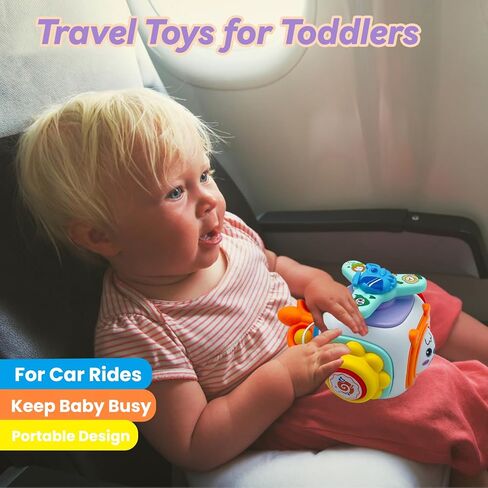Montessori Sensory Toys for Toddlers 2-3 Travel Activities Busy Board Cube - Baby Gifts for 18+ Months Infant Boys Girls Airplane Plane Car Travel Toys Educational Learning in Saudi Arabia