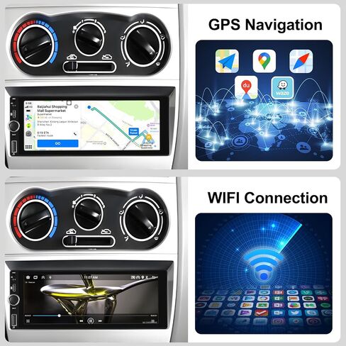 Hodozzy Single Din 2GB 64GB Android Car Stereo Wireless Carplay Android Auto، 6.86 بوصة IPS شاشة تعمل باللمس راديو السيارة مع نظام تحديد المواقع العالمي (GPS) للملاحة واي فاي بلوتوث مرآة وصلة راديو FM/RDS، SWC USB، كاميرا احتياطية in Saudi Arabia