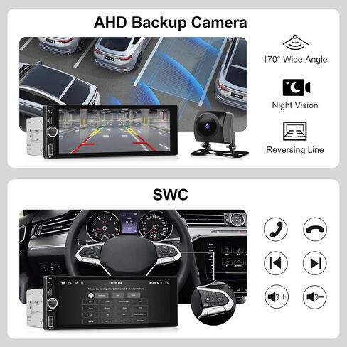 Hodozzy Single Din 2GB 64GB Android Car Stereo Wireless Carplay Android Auto، 6.86 بوصة IPS شاشة تعمل باللمس راديو السيارة مع نظام تحديد المواقع العالمي (GPS) للملاحة واي فاي بلوتوث مرآة وصلة راديو FM/RDS، SWC USB، كاميرا احتياطية in Saudi Arabia