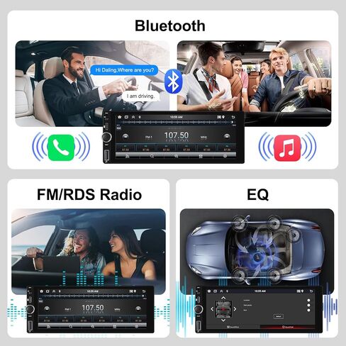 Hodozzy Single Din 2GB 64GB Android Car Stereo Wireless Carplay Android Auto، 6.86 بوصة IPS شاشة تعمل باللمس راديو السيارة مع نظام تحديد المواقع العالمي (GPS) للملاحة واي فاي بلوتوث مرآة وصلة راديو FM/RDS، SWC USB، كاميرا احتياطية in Saudi Arabia