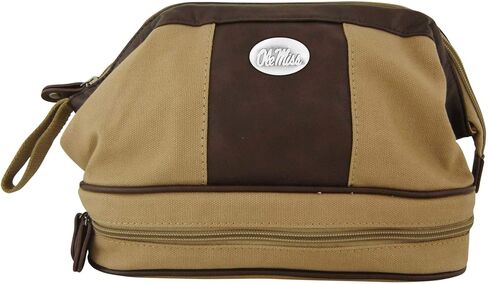 NCAA Mississippi Old Miss Rebels Men's Canvas Concho Toiletry Bag, Khaki, One Size in Saudi Arabia