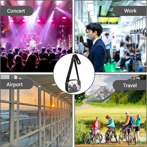 حقيبة شفافة معتمدة من الاستاد، حقيبة كروس شفافة، حقيبة محفظة شفافة من مادة PVC، حقائب استاد شفافة للنساء، حقيبة رسول شفافة، حقيبة حمل شفافة لرياضات العمل والحفلات الموسيقية (أسود) in Kuwait