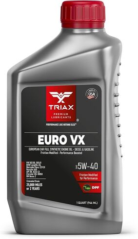 TRIAX Euro VX 5W-40 Full Synthetic, 25K Miles, Extreme Performance OEM Grade, Compatible with ACEA C3, A3/B4, VW502.00, BMW LL-04, MB 229.51, 229.5, Porsche A30 (1 Quart) in Saudi Arabia
