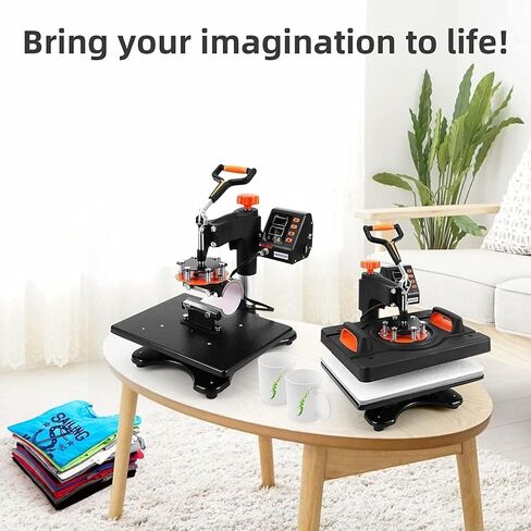 آلة ضغط حراري، 12 × 15 بوصة، 9 في 1 آلة ضغط حراري 800 واط مع دوران 360 درجة، تصميم متأرجح، تسخين مزدوج الأنبوب للتي شيرت والكوب والكوب والطبق in Kuwait