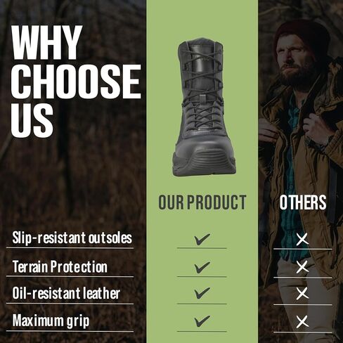 Ad Tec Tactical Boots For Men - Military Tactical Side Zip Boots - Lightweight, Waterproof, Oil Resistant Outsole & Leather Work Boots, Military, Police, Service, Combat Work Boot Gear in Saudi Arabia
