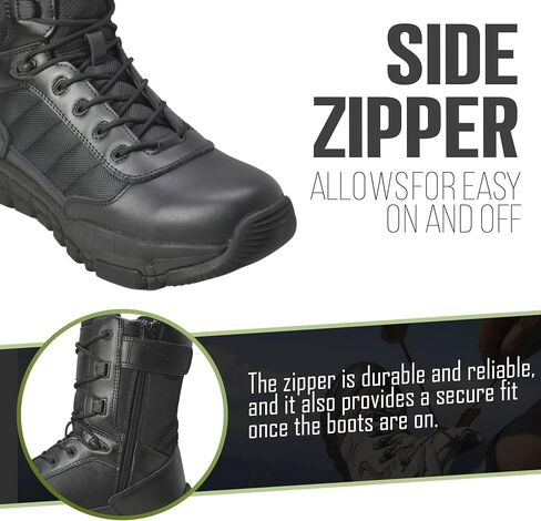 Ad Tec Tactical Boots For Men - Military Tactical Side Zip Boots - Lightweight, Waterproof, Oil Resistant Outsole & Leather Work Boots, Military, Police, Service, Combat Work Boot Gear in Saudi Arabia