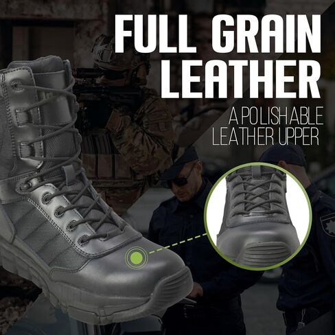 Ad Tec Tactical Boots For Men - Military Tactical Side Zip Boots - Lightweight, Waterproof, Oil Resistant Outsole & Leather Work Boots, Military, Police, Service, Combat Work Boot Gear in Saudi Arabia