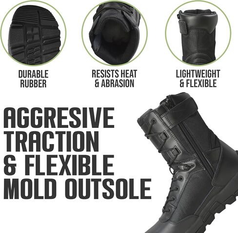 Ad Tec Tactical Boots For Men - Military Tactical Side Zip Boots - Lightweight, Waterproof, Oil Resistant Outsole & Leather Work Boots, Military, Police, Service, Combat Work Boot Gear in Saudi Arabia