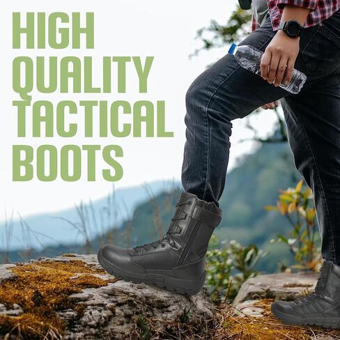 Ad Tec Tactical Boots For Men - Military Tactical Side Zip Boots - Lightweight, Waterproof, Oil Resistant Outsole & Leather Work Boots, Military, Police, Service, Combat Work Boot Gear in Saudi Arabia