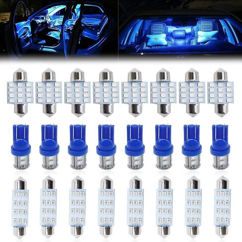 24 PCS LED Car Bulb Set, T10 Interior Car Light Bulbs, Double Pointed Reading Light, Dome Light, Fit for Car Interior Lights, Indoor Map Dome Lights, License Lights, Trunk Lights (White) in Saudi Arabia