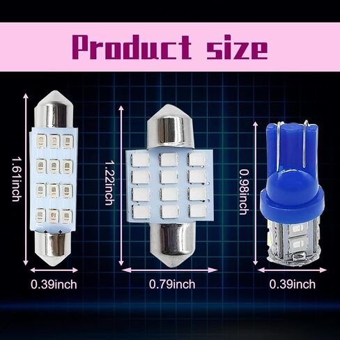 24 PCS LED Car Bulb Set, T10 Interior Car Light Bulbs, Double Pointed Reading Light, Dome Light, Fit for Car Interior Lights, Indoor Map Dome Lights, License Lights, Trunk Lights (White) in Saudi Arabia