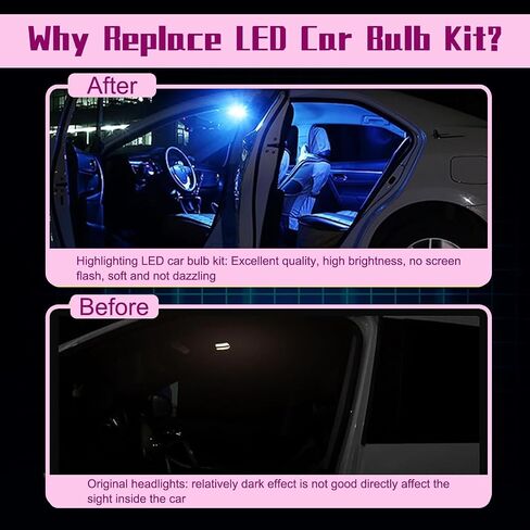 24 PCS LED Car Bulb Set, T10 Interior Car Light Bulbs, Double Pointed Reading Light, Dome Light, Fit for Car Interior Lights, Indoor Map Dome Lights, License Lights, Trunk Lights (White) in Saudi Arabia