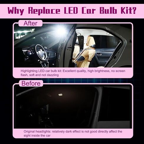 24 PCS LED Car Bulb Set, T10 Interior Car Light Bulbs, Double Pointed Reading Light, Dome Light, Fit for Car Interior Lights, Indoor Map Dome Lights, License Lights, Trunk Lights (White) in Saudi Arabia
