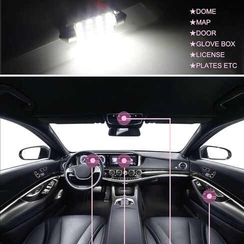 24 PCS LED Car Bulb Set, T10 Interior Car Light Bulbs, Double Pointed Reading Light, Dome Light, Fit for Car Interior Lights, Indoor Map Dome Lights, License Lights, Trunk Lights (White) in Saudi Arabia
