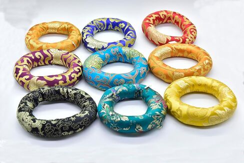 6" Silk Brocade Ring Cushion Pillow for Tibetan and Crystal Singing Bowl~Best for 7"-8" Bowl size (White) in Saudi Arabia