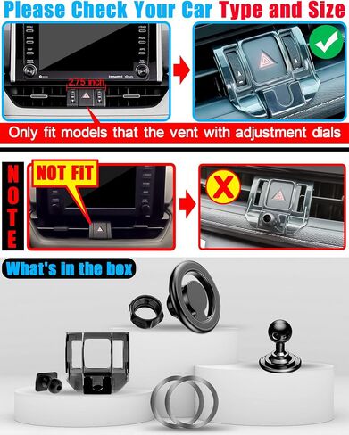 Phone Mount for Mag-Safe, Car Stand Holder, Only for (Toyota RAV4 2019 to 2024 Premium XLE, Adventure, TRD Off-Road, Limited, Hybrid XSE), Must with Adjustment Wheel, Otherwise Not Fit in Saudi Arabia