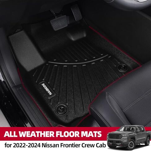 سجادات أرضية لسيارة Nissan Frontier Crew Cab لعام 2022 2023 2024 - تناسب جميع الأحوال الجوية حسب الطلب لبطانات أرضية نيسان فرونتير للصف الأمامي والخلفي وإكسسوارات داخلية مقاومة للماء in Kuwait